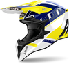 Airoh Wraaap Feel Casco da motocross,  bianco-blu-giallo,  dimensione L per uomo