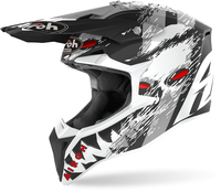 Airoh Wraap Demon Casco Motocross,  grigio-bianco-rosso,  dimensione S