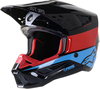 Alpinestars SM5 Bond Casco Motocross,  nero-rosso-blu,  dimensione L