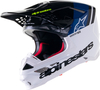 Alpinestars Supertech M8 Radium 2 Casco Motocross,  bianco-turchese-blu,  dimensione XL