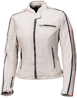 Held Brixham Giacca in pelle da moto da donna,  nero-bianco-rosso,  dimensione 36 per donne