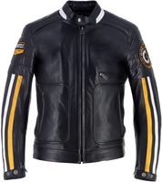 Helstons Vulcan Giacca in pelle da moto,  nero-giallo,  dimensione 3XL per uomo