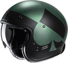 HJC V31 Kuz Retro Casco Jet,  nero-verde,  dimensione M per uomo