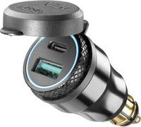 Interphone USB-A and USB-C Adattatore 12V con spina DIN,  nero