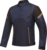 Ixon Striker Retro Giacca tessile da moto impermeabile,  nero-blu-marrone,  dimensione M per uomo