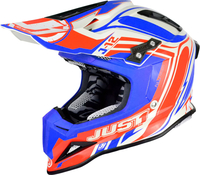 Just1 J12 Flame Casco moto cross,  rosso-blu,  dimensione S per uomo