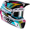Leatt Moto 8.5 V22 Composite Casco da motocross con occhiali,  bianco-blu,  dimensione L