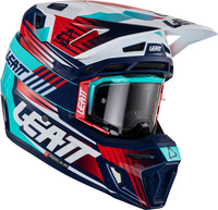Leatt Moto 8.5 V22 Composite Casco da motocross con occhiali,  rosso-blu,  dimensione S