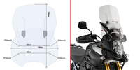 Parabrezza GIVI Airflow trasparente,  altezza 380-500 mm,  larghezza 440 mm per Suzuki DL 1000 V-Strom (14-19) Parabrezza