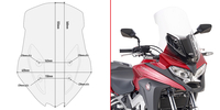 Parabrezza GIVI trasparente,  altezza 555 mm,  larghezza 420 mm per Honda Crossrunner 800 (17-20),  con ABE Parabrezza