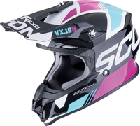 Scorpion VX-16 Evo Air Analog Casco da motocross,  nero-rosa,  dimensione L per uomo