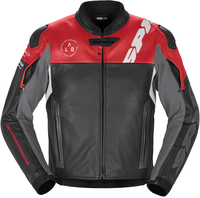 Spidi DP Progressive Giacca di pelle da moto,  nero-rosso,  dimensione 54 per uomo