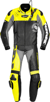 Spidi DP-Progressive Touring Tuta in pelle della moto a due pezzi,  nero-giallo,  dimensione 56 per uomo